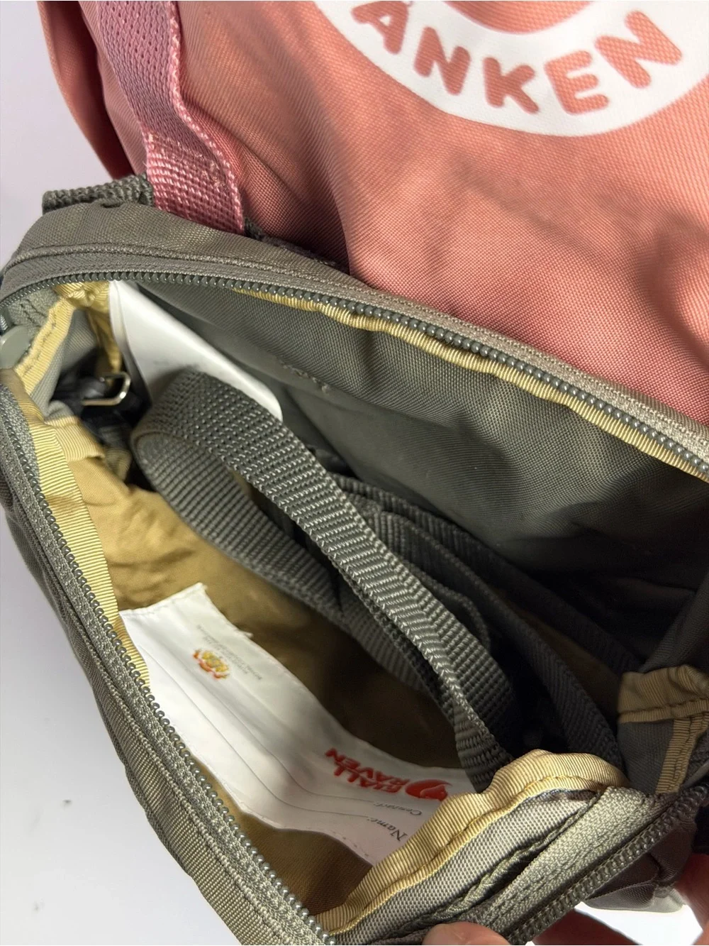 2-in-1 Pink Fjällräven Tree-Kånken Backpack with Green Front Small Bag